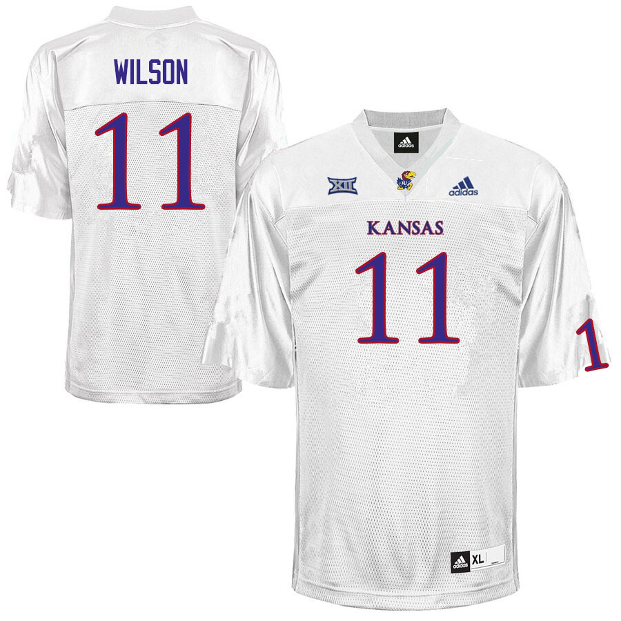 Men #11 Eddie Wilson Kansas Jayhawks College Football Jerseys Sale-White - Click Image to Close